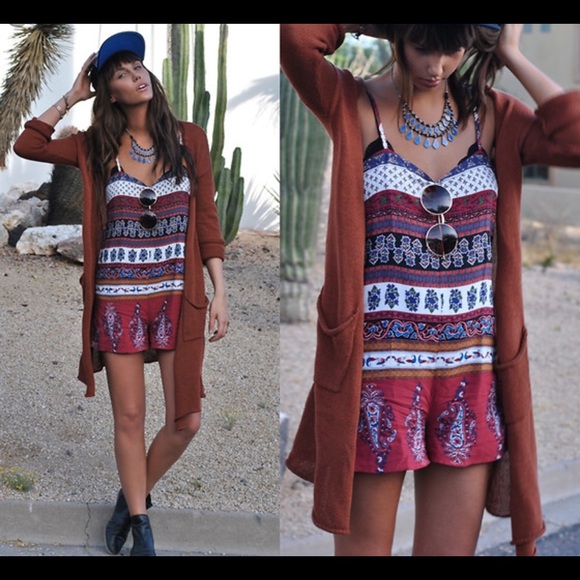 Staring at Stars UO boho paisley tie romper - Picture 2 of 7